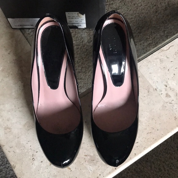 Gucci black patent leather platforms sz 8 w/box - Picture 5 of 9